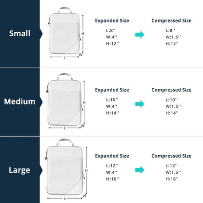 6 Set Compression Packing Cubes for Travel - Compressible, Lightweight, and Space-Saving Packing Cubes, Travel Essentials for Women, Grey