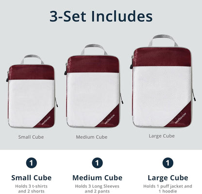 6 Set Compression Packing Cubes for Travel - Compressible, Lightweight, and Space-Saving Packing Cubes, Travel Essentials for Women, Grey