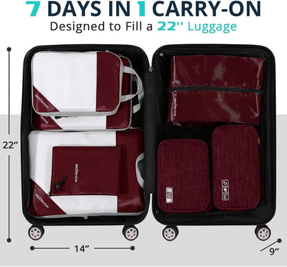 6 Set Compression Packing Cubes for Travel - Compressible, Lightweight, and Space-Saving Packing Cubes, Travel Essentials for Women, Grey