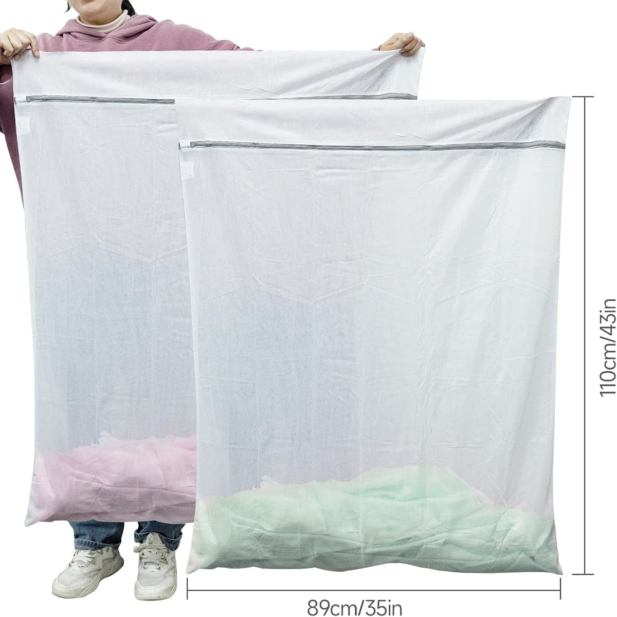 2 Pack Extra Large Mesh Laundry Bag 43 x 35 in – XXXXL Washing Bag | Jumbo for Bedding, Blankets, Clothes, Pet Items, Travel & Storage – Washer Protector Bag for Washing Machine