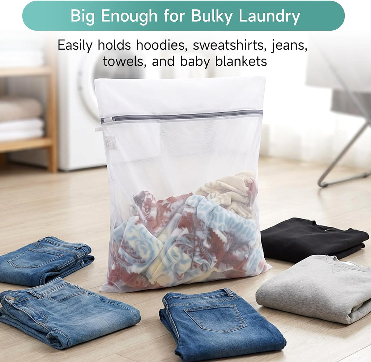 2 Pack Extra Large Mesh Laundry Bag 43 x 35 in – XXXXL Washing Bag | Jumbo for Bedding, Blankets, Clothes, Pet Items, Travel & Storage – Washer Protector Bag for Washing Machine