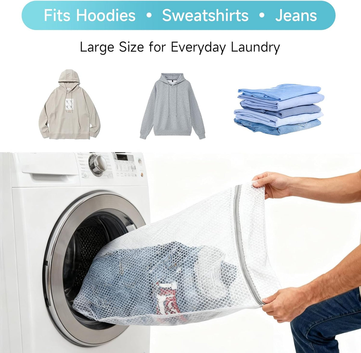 2 Pack Extra Large Mesh Laundry Bag 43 x 35 in – XXXXL Washing Bag | Jumbo for Bedding, Blankets, Clothes, Pet Items, Travel & Storage – Washer Protector Bag for Washing Machine