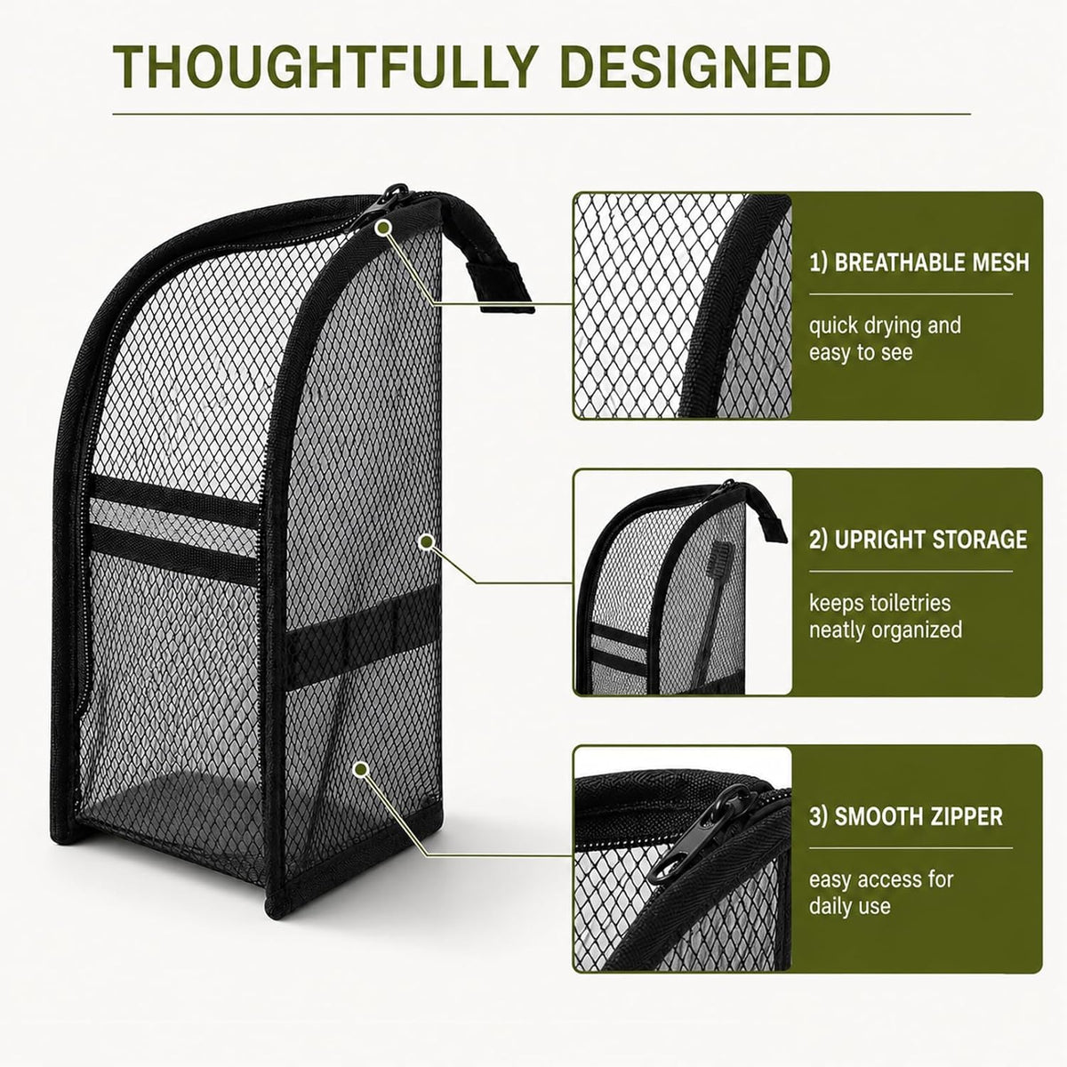 Portable Lightweight Travel Toiletry Bag,Standing Toiletry Bag,Self Standing Travel Toiletry Pouch,Travel Toiletry Bag,Hanging Toiletry Bag,Durable Eva Material,For Travelers And Daily Routine(Black)