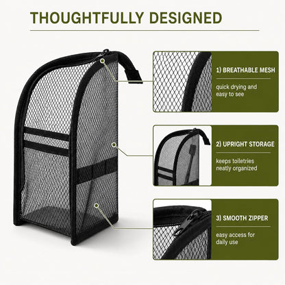 Portable Lightweight Travel Toiletry Bag,Standing Toiletry Bag,Self Standing Travel Toiletry Pouch,Travel Toiletry Bag,Hanging Toiletry Bag,Durable Eva Material,For Travelers And Daily Routine(Black)
