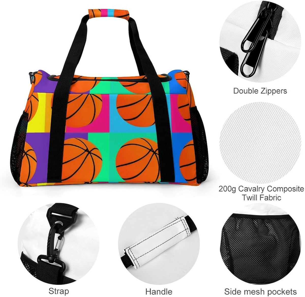 Travel Gym Bag Duffel Sports Weekender Overnight Easy Clean Material for Workout Travel
