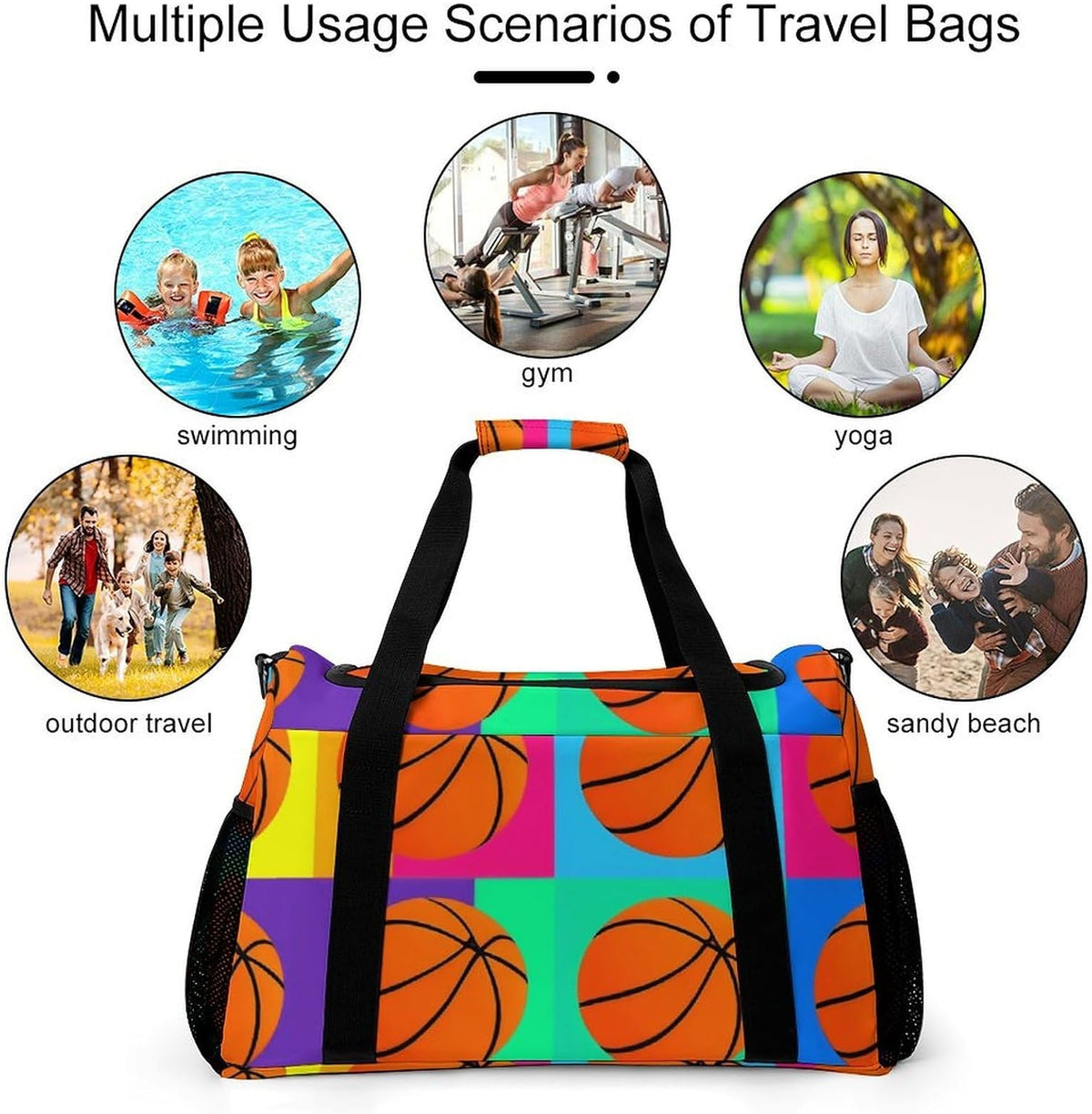 Travel Gym Bag Duffel Sports Weekender Overnight Easy Clean Material for Workout Travel