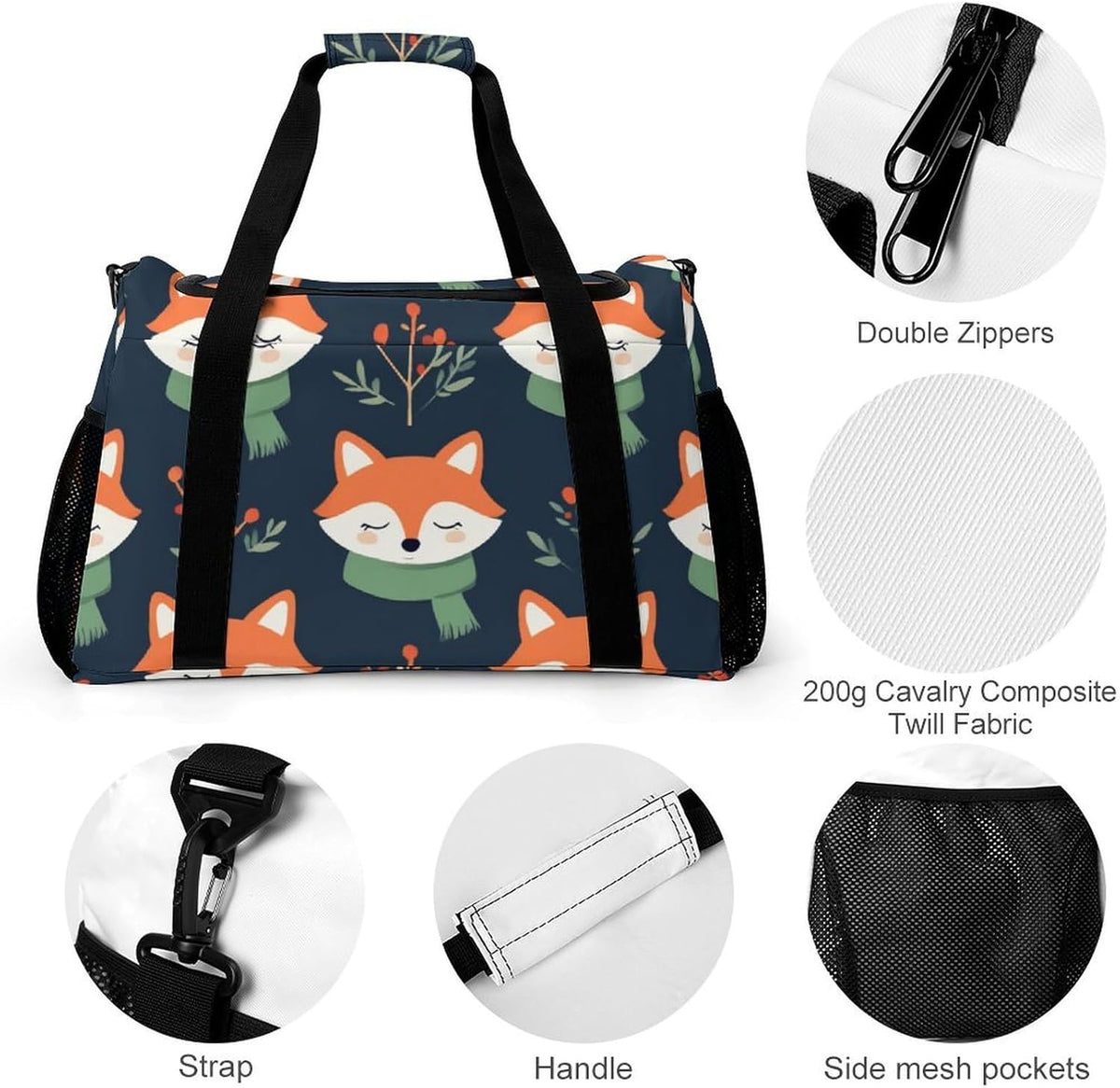 Travel Gym Bag Duffel Sports Weekender Overnight Easy Clean Material for Workout Travel