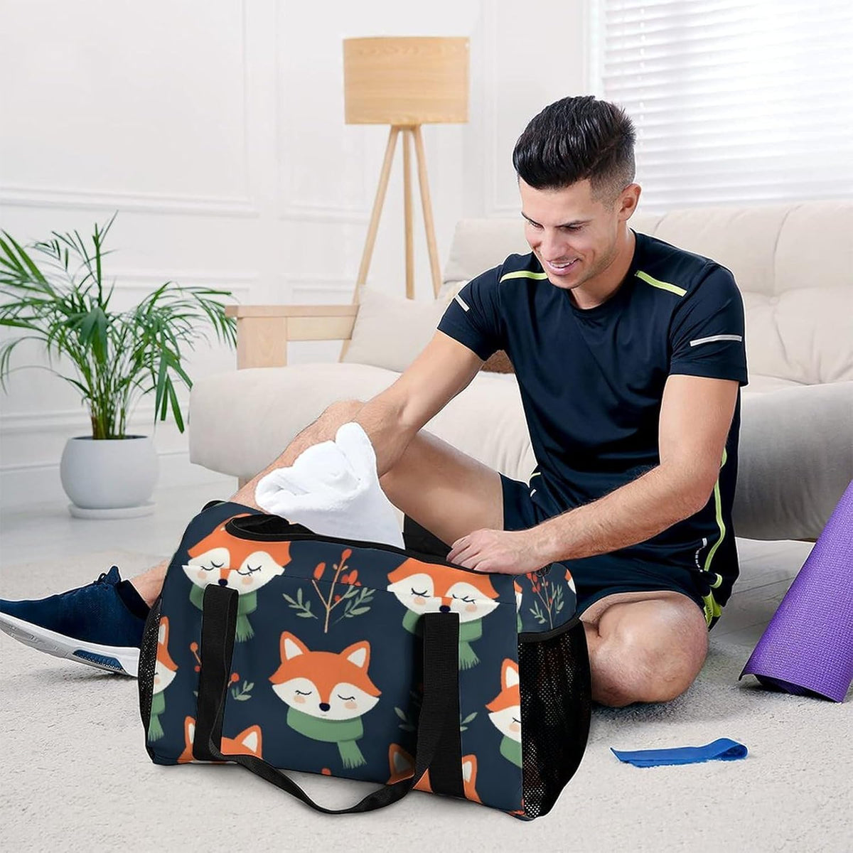 Travel Gym Bag Duffel Sports Weekender Overnight Easy Clean Material for Workout Travel