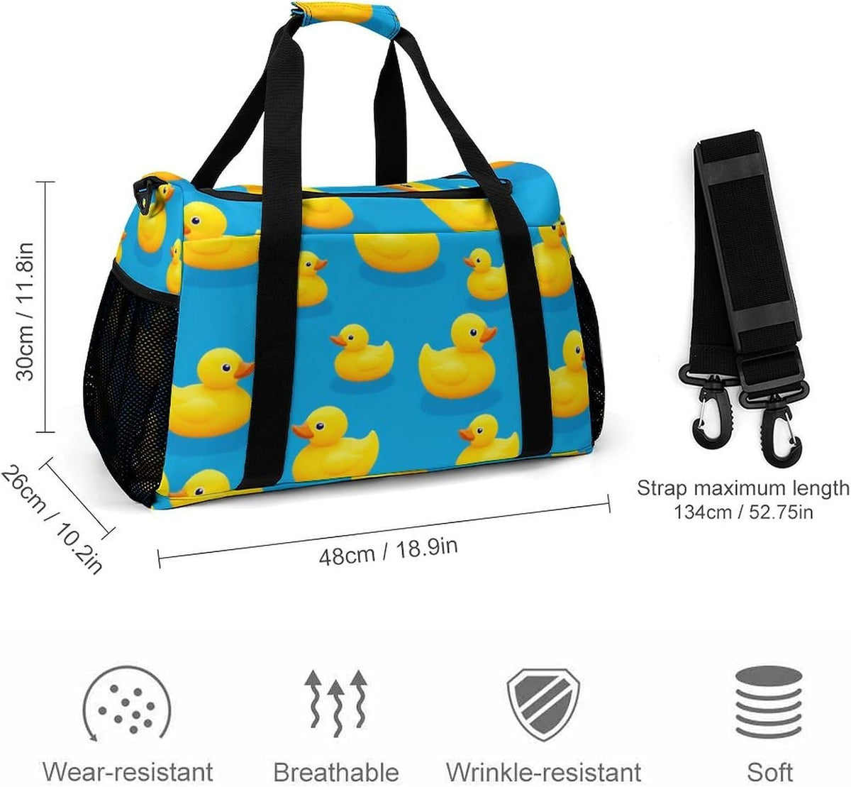 Travel Gym Bag Duffel Sports Weekender Overnight Easy Clean Material for Workout Travel