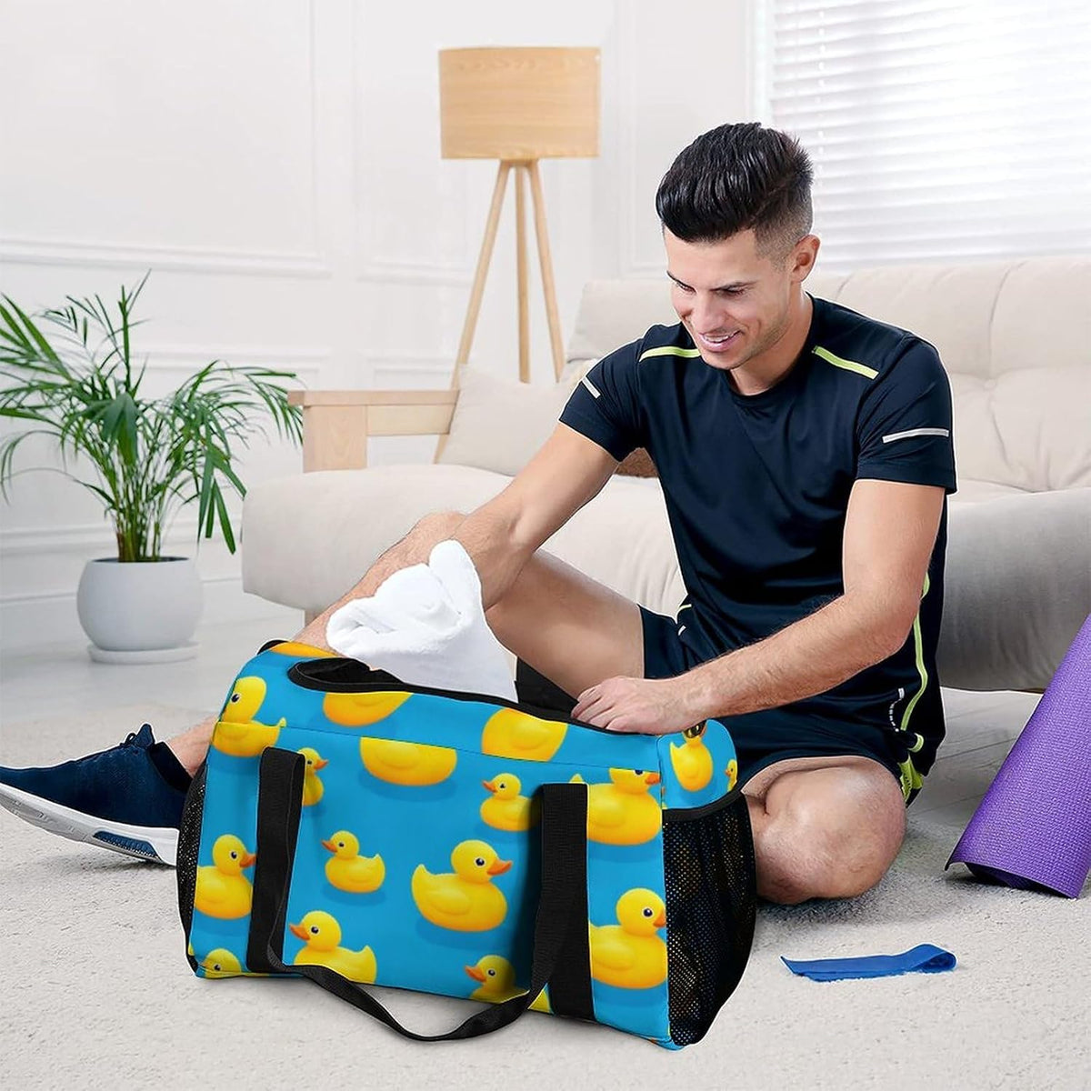 Travel Gym Bag Duffel Sports Weekender Overnight Easy Clean Material for Workout Travel