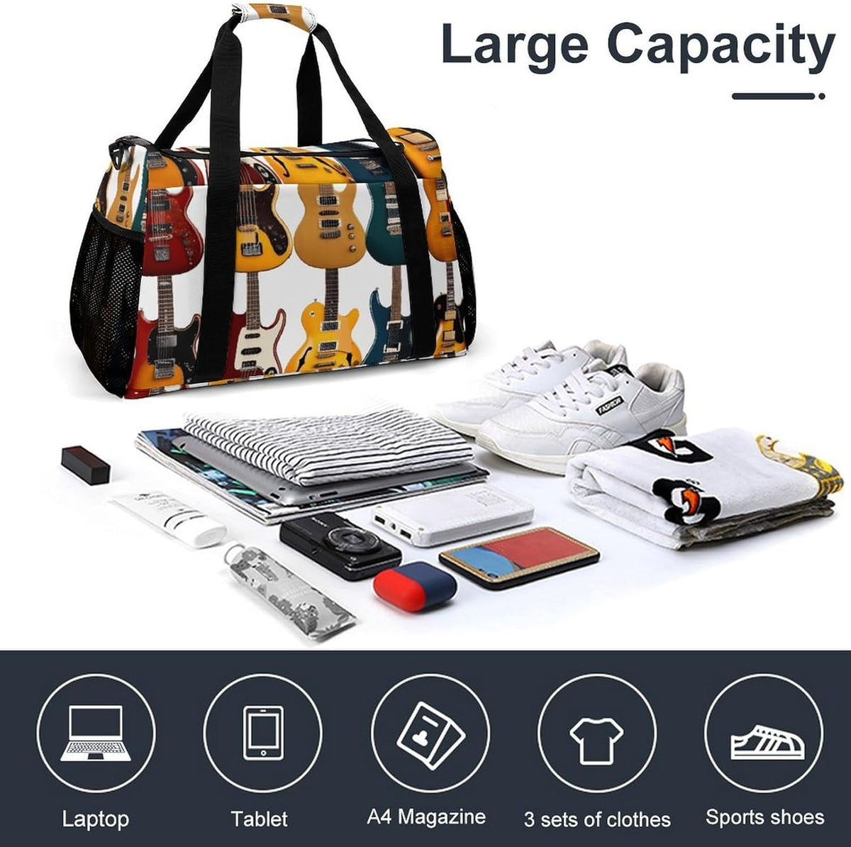 Travel Gym Bag Duffel Sports Weekender Overnight Easy Clean Material for Workout Travel