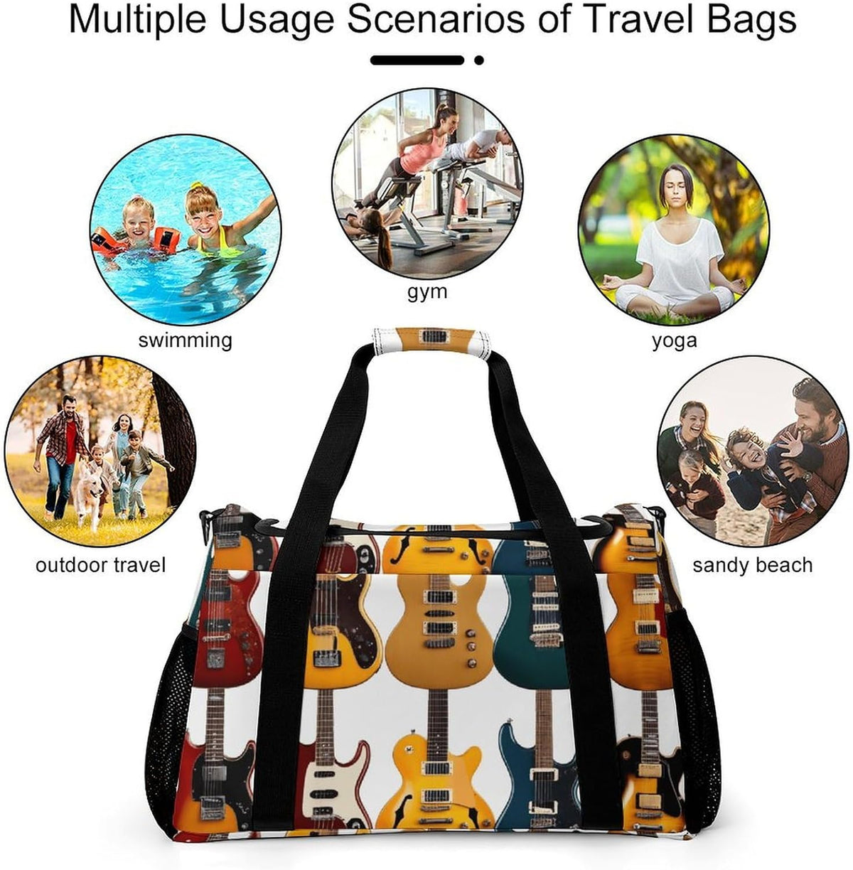 Travel Gym Bag Duffel Sports Weekender Overnight Easy Clean Material for Workout Travel