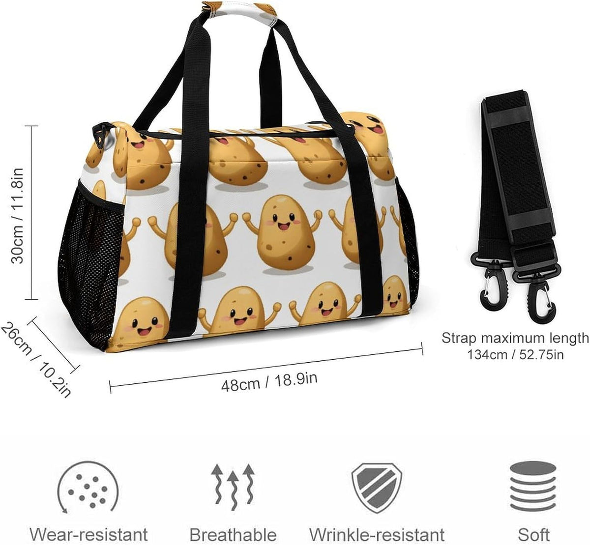 Travel Gym Bag Duffel Sports Weekender Overnight Easy Clean Material for Workout Travel