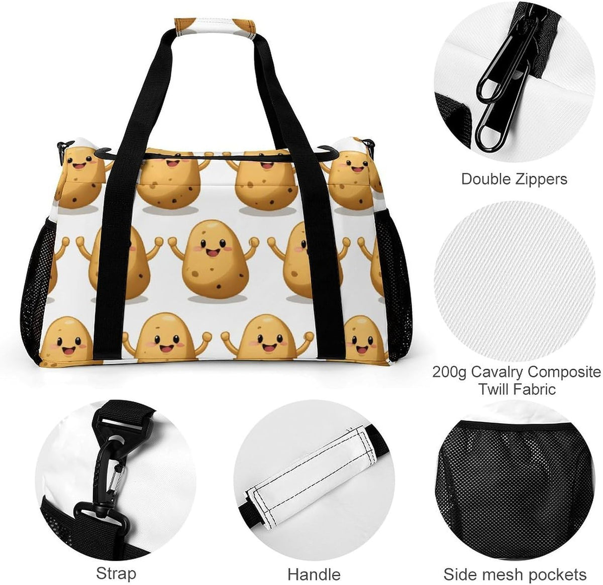 Travel Gym Bag Duffel Sports Weekender Overnight Easy Clean Material for Workout Travel