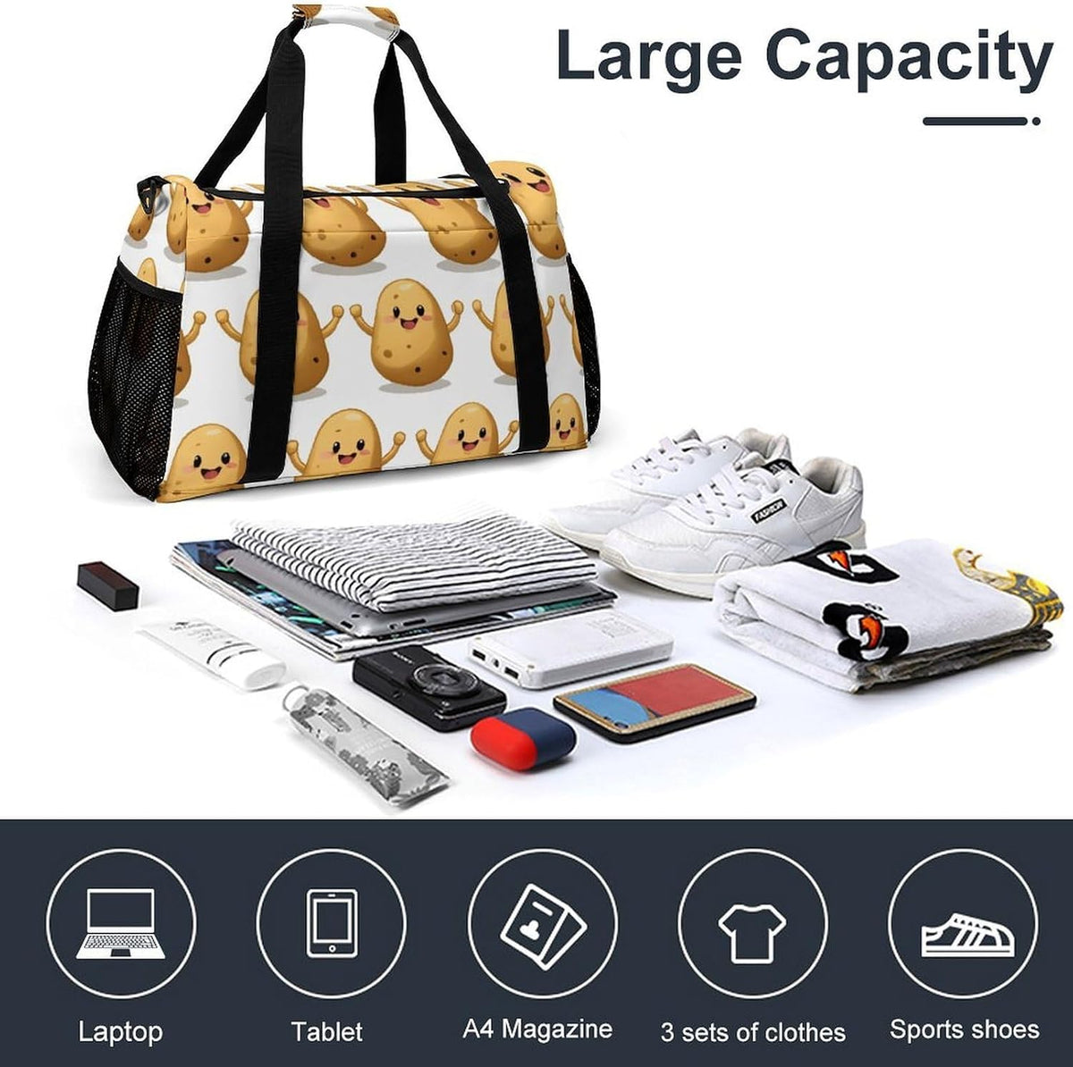 Travel Gym Bag Duffel Sports Weekender Overnight Easy Clean Material for Workout Travel