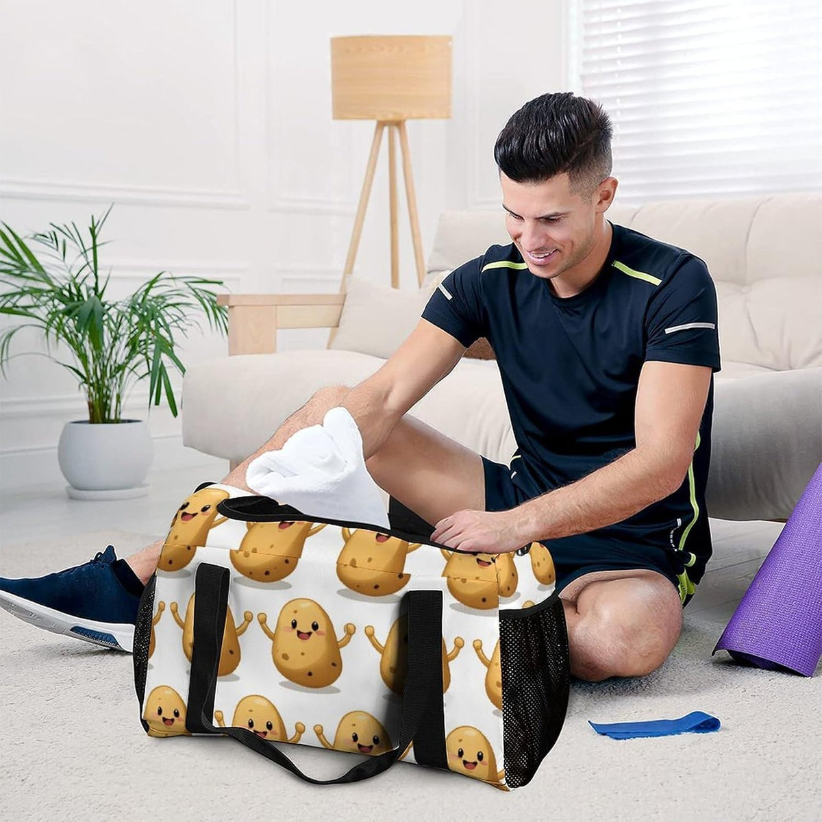 Travel Gym Bag Duffel Sports Weekender Overnight Easy Clean Material for Workout Travel