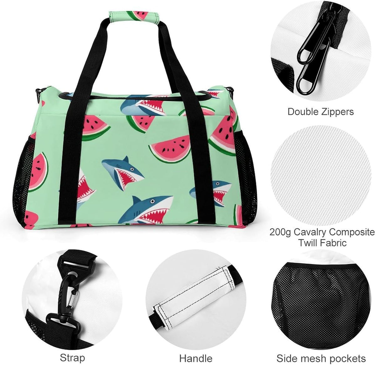 Travel Gym Bag Duffel Sports Weekender Overnight Easy Clean Material for Workout Travel