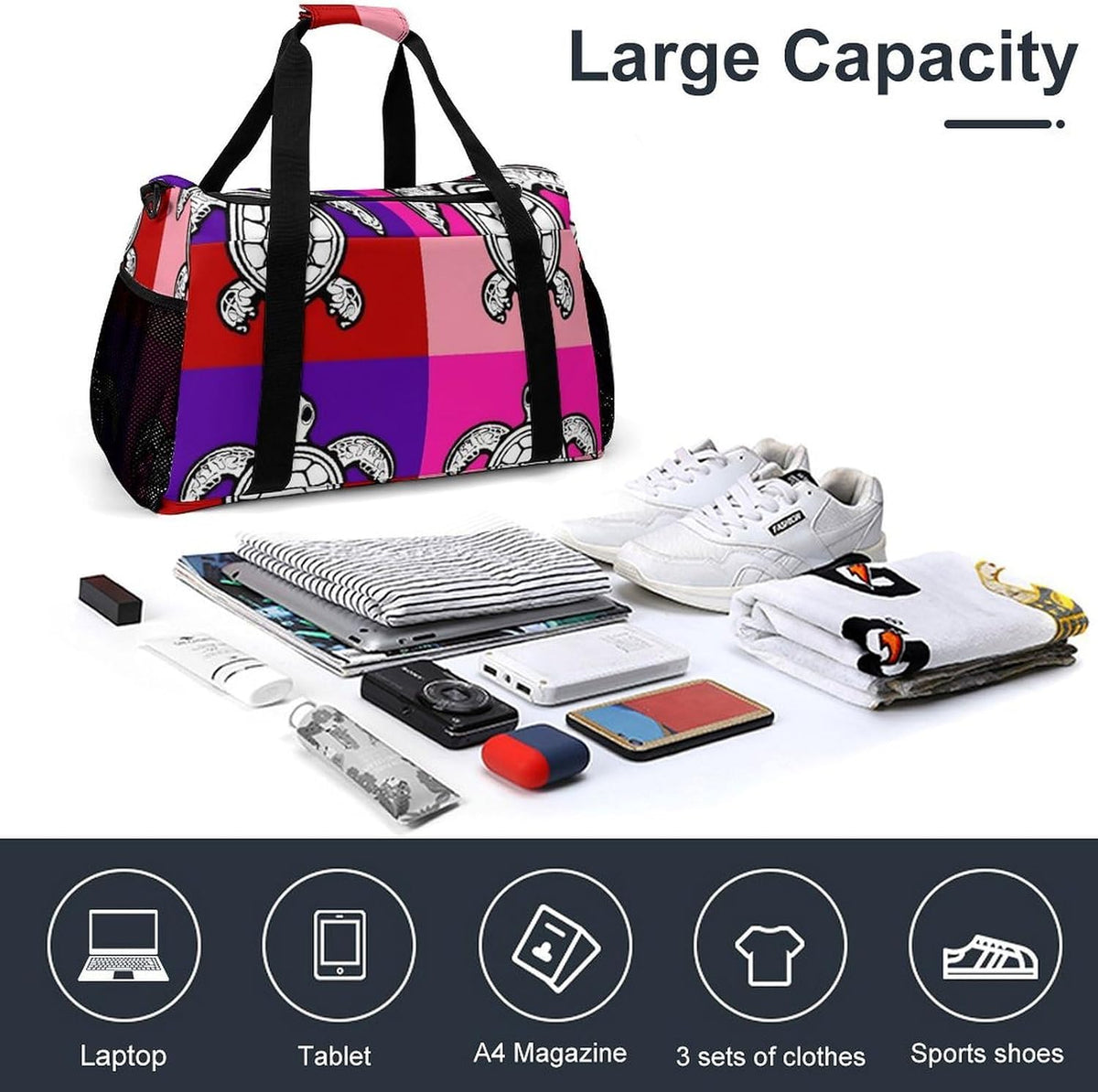 Travel Gym Bag Duffel Sports Weekender Overnight Easy Clean Material for Workout Travel