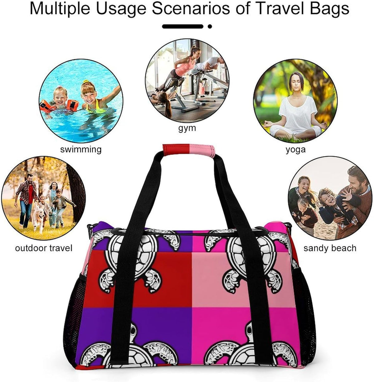Travel Gym Bag Duffel Sports Weekender Overnight Easy Clean Material for Workout Travel