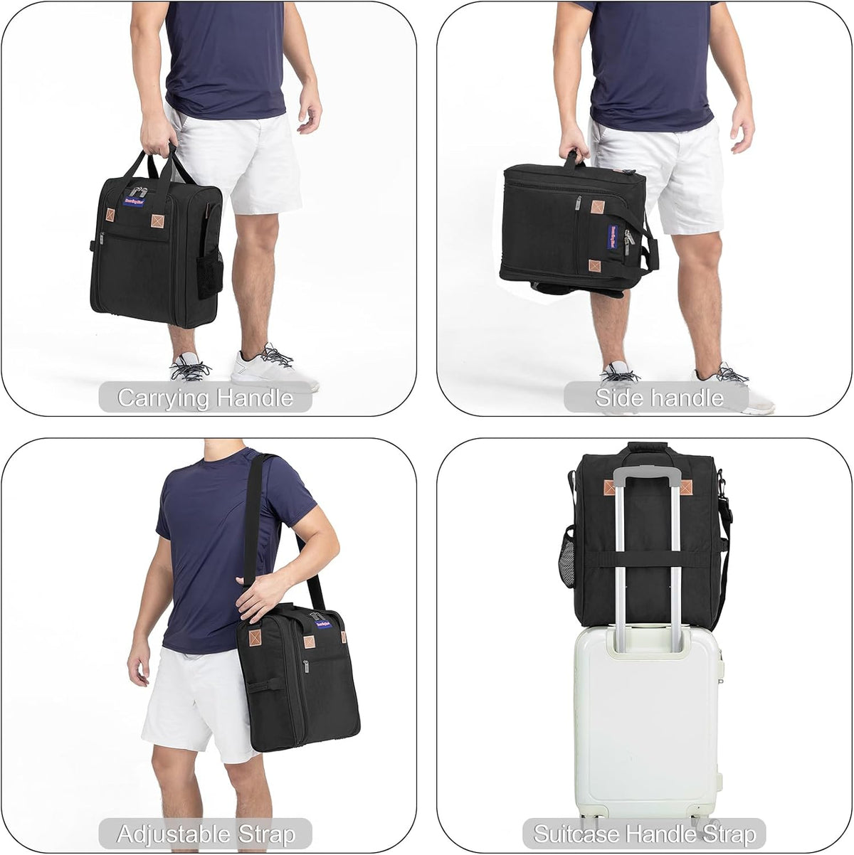 17X13X8 Inches JetBlus Airlines Personal Item Under Seat Duffel bag Suitable for Major Airlines including Spirit, Jetblue, Frontier, and American - Duffel Bag Design (Black)