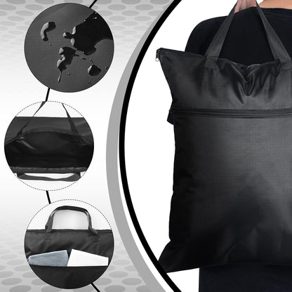 2 Pack Large Travel Laundry Bag 18" x 23" Wet Bag for Dirty Clothes Heavy Duty Waterproof Dry Bags with 2 Zippered Pockets Handle for Swimsuit Beach Camping Sports Gym Dorm Towel Home (Black)