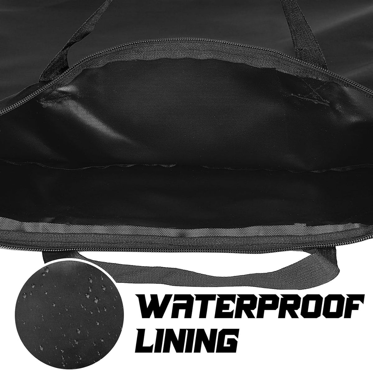 2 Pack Large Travel Laundry Bag 18" x 23" Wet Bag for Dirty Clothes Heavy Duty Waterproof Dry Bags with 2 Zippered Pockets Handle for Swimsuit Beach Camping Sports Gym Dorm Towel Home (Black)