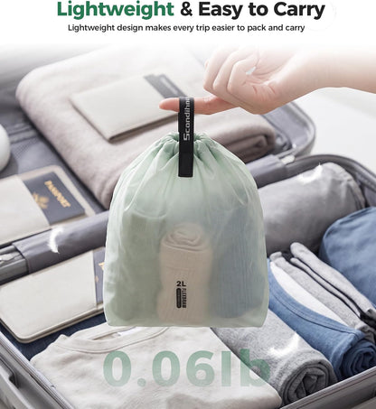 P.travel 3 Pack Travel Laundry Bags for Suitcases, Waterproof Fabric Drawstring Organizer Bags, Lightweight Reusable Packing Bags for Dirty Clothes, Gym, Swim, Beach, Dorm, Grey