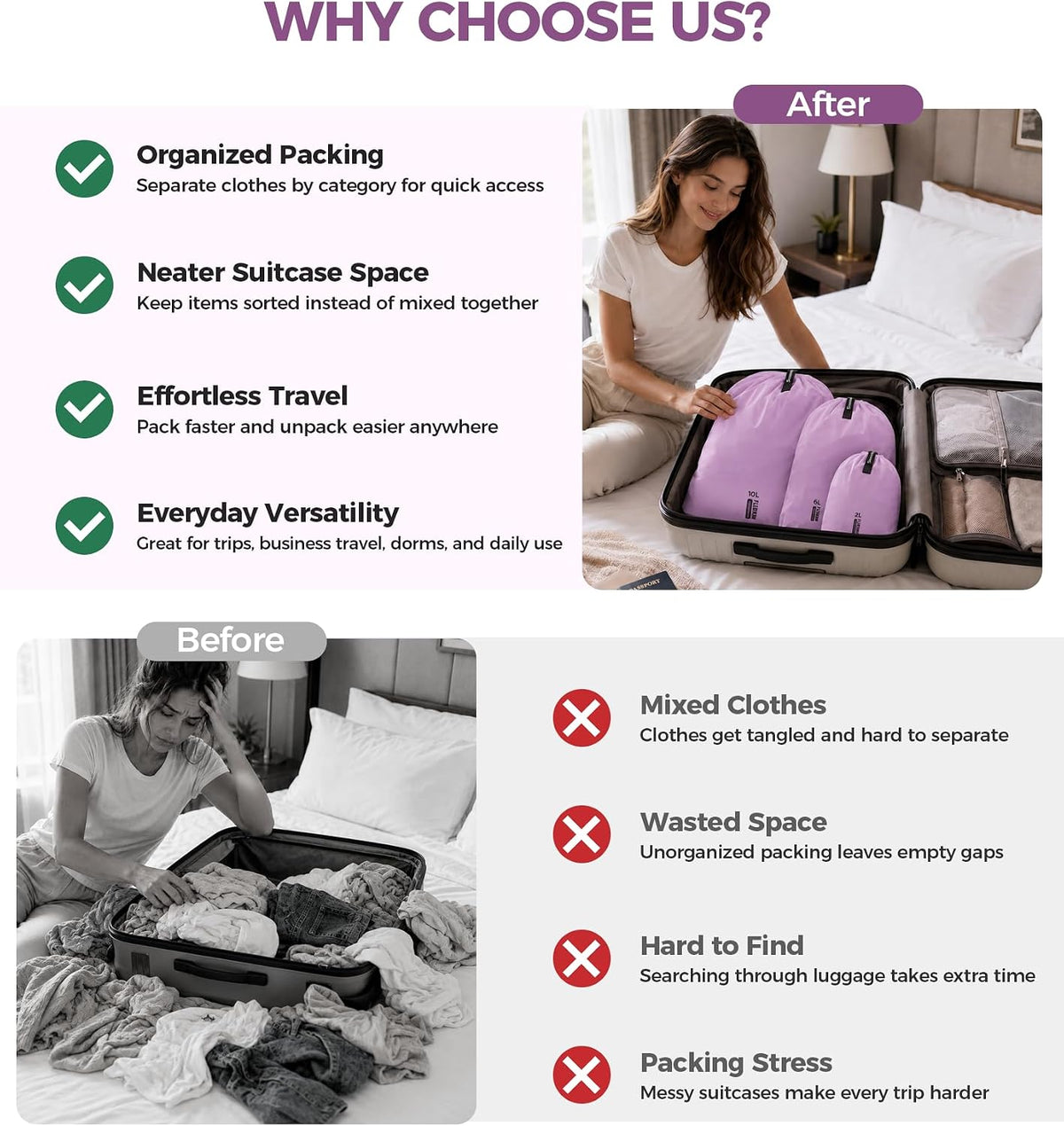 P.travel 3 Pack Travel Laundry Bags for Suitcases, Waterproof Fabric Drawstring Organizer Bags, Lightweight Reusable Packing Bags for Dirty Clothes, Gym, Swim, Beach, Dorm, Grey