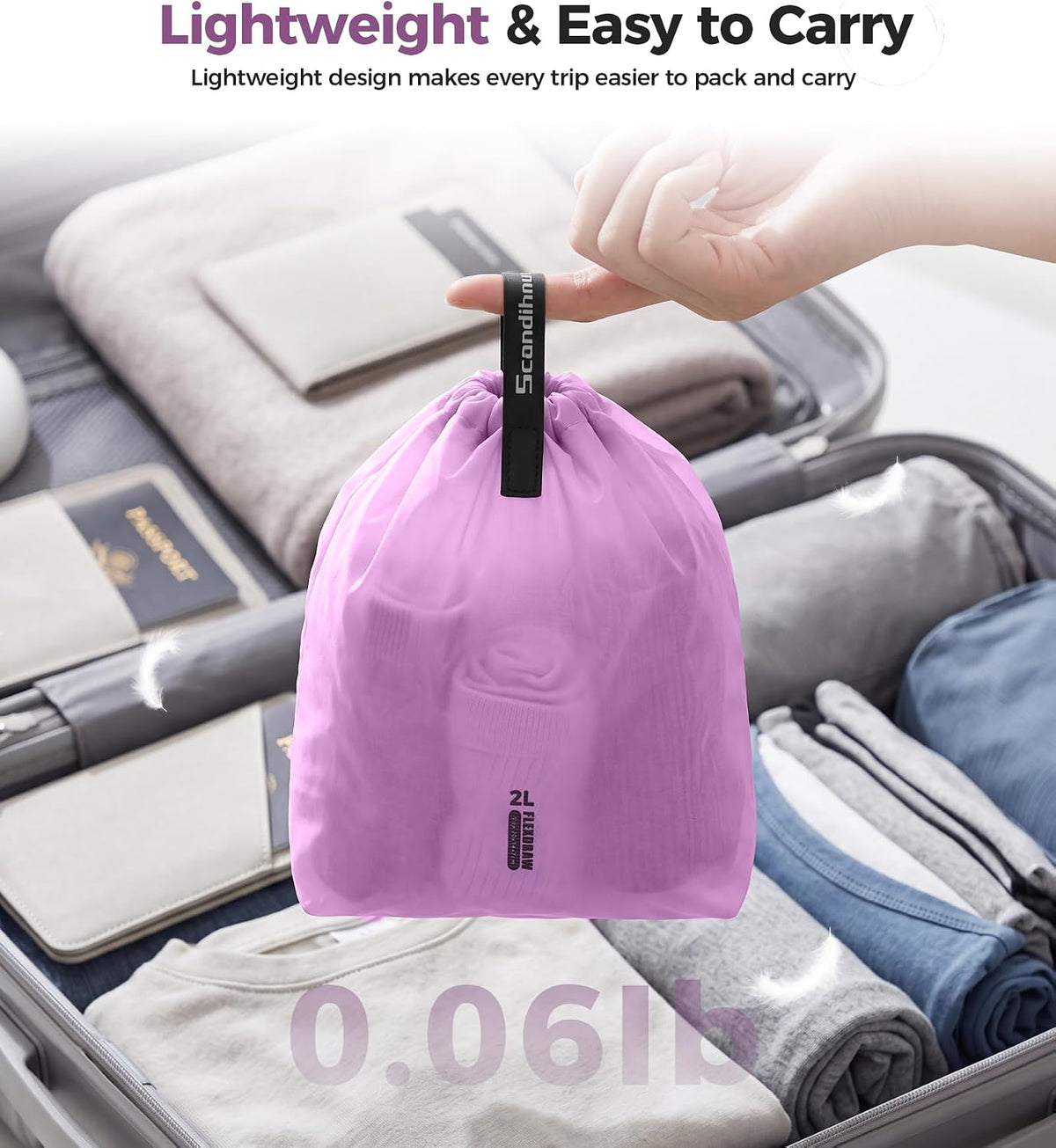 P.travel 3 Pack Travel Laundry Bags for Suitcases, Waterproof Fabric Drawstring Organizer Bags, Lightweight Reusable Packing Bags for Dirty Clothes, Gym, Swim, Beach, Dorm, Grey