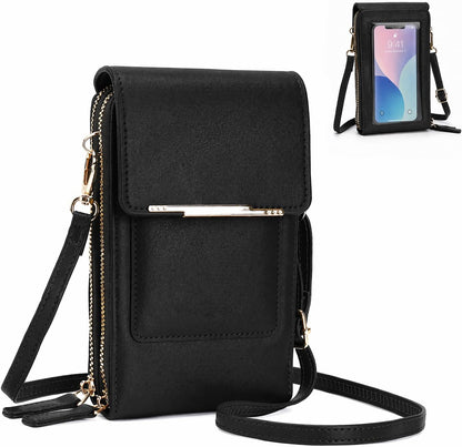 Crossbody Phone Purse, Small Cross Body Wallet Purses with Adjustable Shoulder Straps for Women Anti-Theft PU Leather Bag