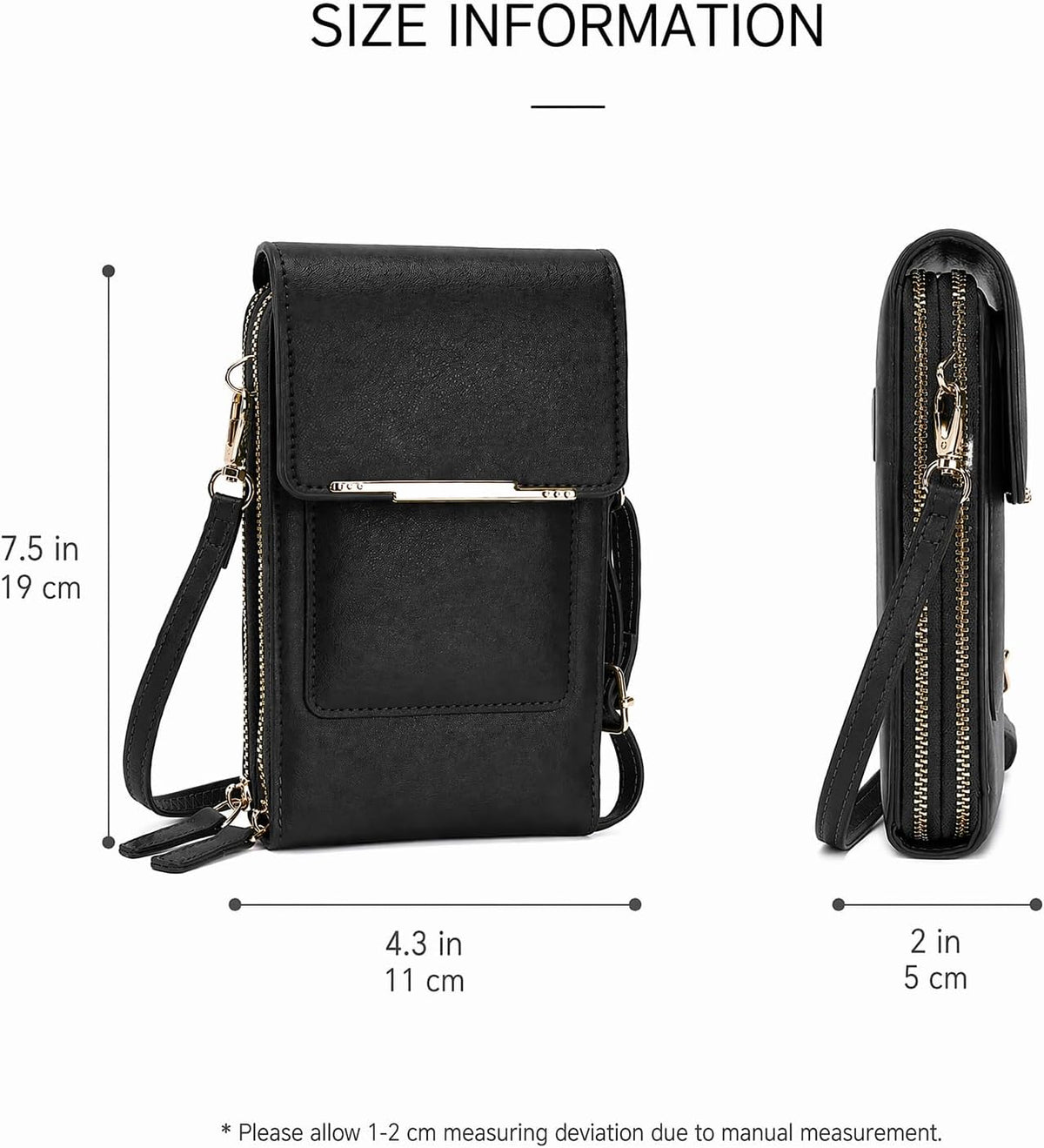 Crossbody Phone Purse, Small Cross Body Wallet Purses with Adjustable Shoulder Straps for Women Anti-Theft PU Leather Bag