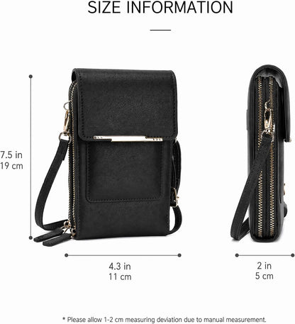 Crossbody Phone Purse, Small Cross Body Wallet Purses with Adjustable Shoulder Straps for Women Anti-Theft PU Leather Bag