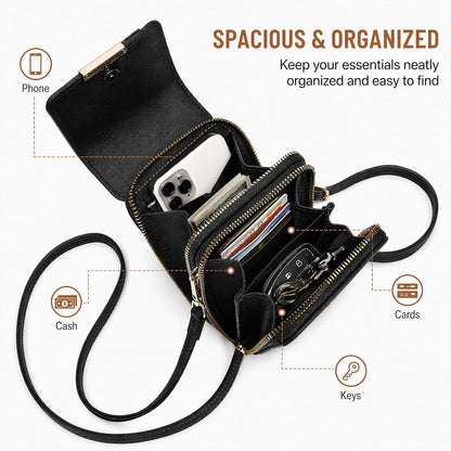 Crossbody Phone Purse, Small Cross Body Wallet Purses with Adjustable Shoulder Straps for Women Anti-Theft PU Leather Bag