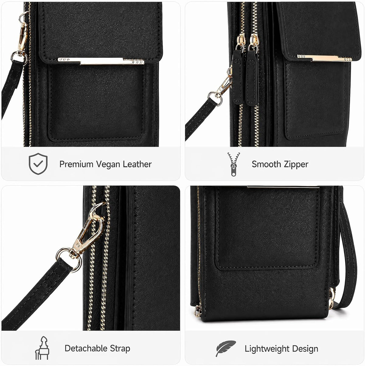Crossbody Phone Purse, Small Cross Body Wallet Purses with Adjustable Shoulder Straps for Women Anti-Theft PU Leather Bag