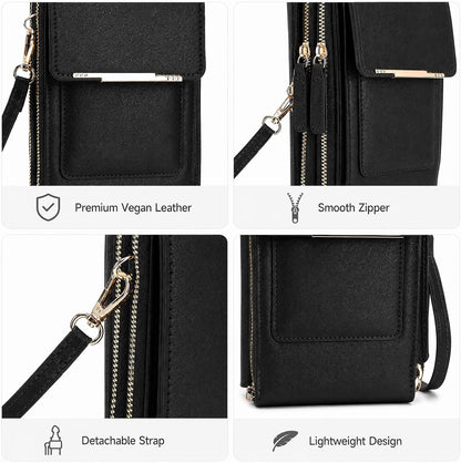 Crossbody Phone Purse, Small Cross Body Wallet Purses with Adjustable Shoulder Straps for Women Anti-Theft PU Leather Bag
