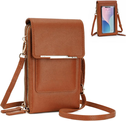 Crossbody Phone Purse, Small Cross Body Wallet Purses with Adjustable Shoulder Straps for Women Anti-Theft PU Leather Bag