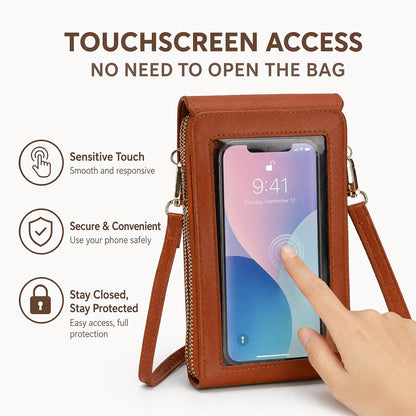 Crossbody Phone Purse, Small Cross Body Wallet Purses with Adjustable Shoulder Straps for Women Anti-Theft PU Leather Bag