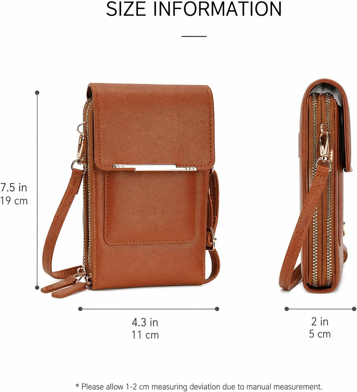 Crossbody Phone Purse, Small Cross Body Wallet Purses with Adjustable Shoulder Straps for Women Anti-Theft PU Leather Bag
