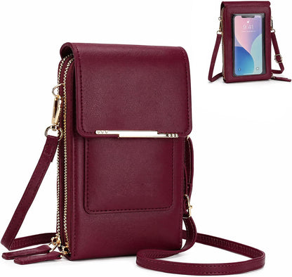 Crossbody Phone Purse, Small Cross Body Wallet Purses with Adjustable Shoulder Straps for Women Anti-Theft PU Leather Bag