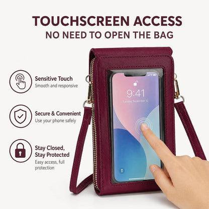 Crossbody Phone Purse, Small Cross Body Wallet Purses with Adjustable Shoulder Straps for Women Anti-Theft PU Leather Bag