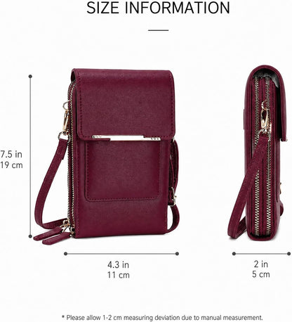 Crossbody Phone Purse, Small Cross Body Wallet Purses with Adjustable Shoulder Straps for Women Anti-Theft PU Leather Bag