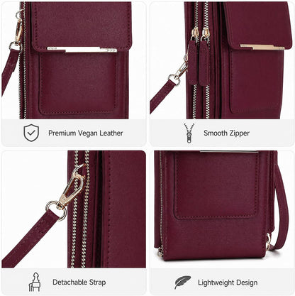 Crossbody Phone Purse, Small Cross Body Wallet Purses with Adjustable Shoulder Straps for Women Anti-Theft PU Leather Bag