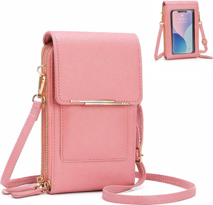 Crossbody Phone Purse, Small Cross Body Wallet Purses with Adjustable Shoulder Straps for Women Anti-Theft PU Leather Bag