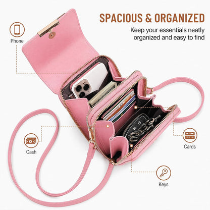 Crossbody Phone Purse, Small Cross Body Wallet Purses with Adjustable Shoulder Straps for Women Anti-Theft PU Leather Bag