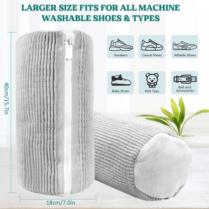 Shoe Washing Machine Bag 2 Pack, 360°Deep Clean Durable Shoes Laundry Bag for Washer and Dryer, Reusable Shoe Cleaner Bags, Sneaker Washing Machine Bag, Yellow