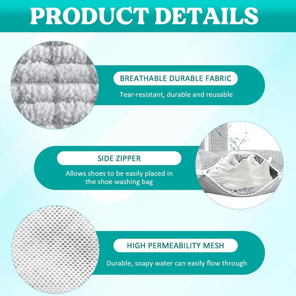 Shoe Washing Machine Bag 2 Pack, 360°Deep Clean Durable Shoes Laundry Bag for Washer and Dryer, Reusable Shoe Cleaner Bags, Sneaker Washing Machine Bag, Yellow
