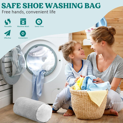 Shoe Washing Machine Bag 2 Pack, 360°Deep Clean Durable Shoes Laundry Bag for Washer and Dryer, Reusable Shoe Cleaner Bags, Sneaker Washing Machine Bag, Yellow