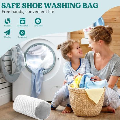 Shoe Washing Machine Bag 2 Pack, 360°Deep Clean Durable Shoes Laundry Bag for Washer and Dryer, Reusable Shoe Cleaner Bags, Sneaker Washing Machine Bag, Yellow