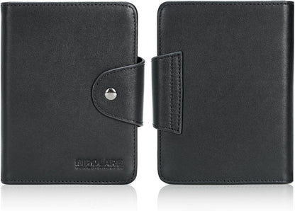 Polare Full Grain Leather Slim and Soft RFID Blocking wallet For Men Snap Bifold Travel Wallet Passport Holders 2 Passports (Dark Brown)