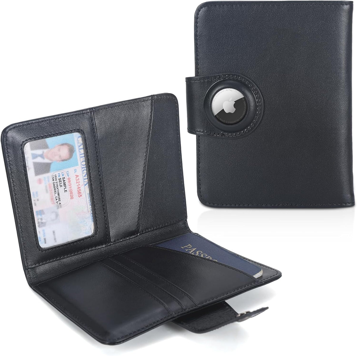 Polare Full Grain Leather Slim and Soft RFID Blocking wallet For Men Snap Bifold Travel Wallet Passport Holders 2 Passports (Dark Brown)